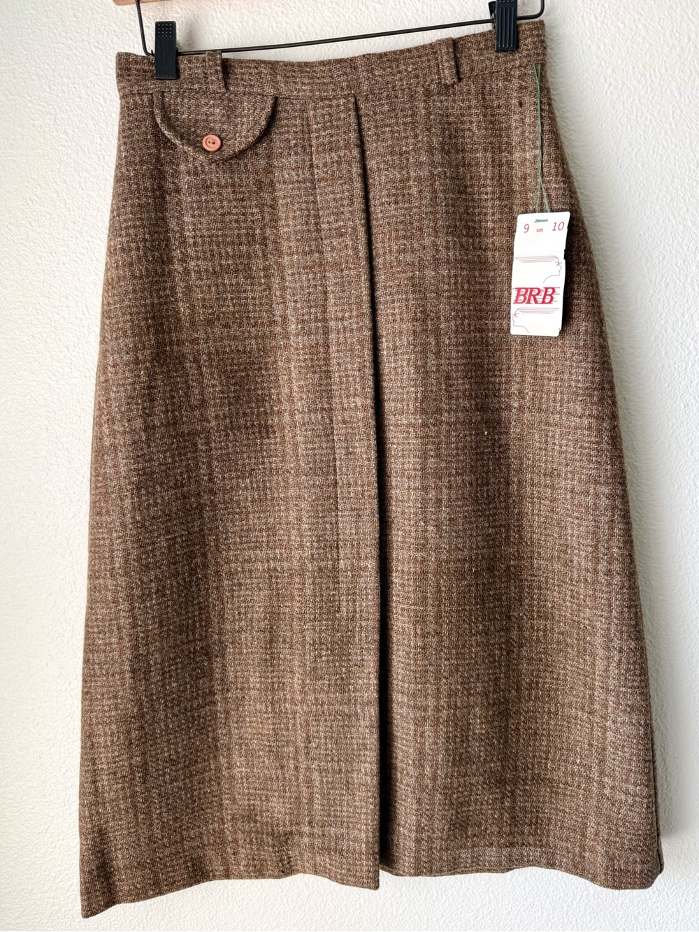 NWT VTG 70s The BRB Corp Wool Blend Tweed Skirt Brown Size 9/10 Fits Modern 2/4
